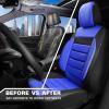 imageCAR PASS Faux Leather Car Seat Covers Front Seats Only 3D Foam Support Car Seat Covers Universal fit for Trucks Vans SUVs Sedans Automotive Comfortable Airbag Compatible 2 Pieces Front Solid BlackBlue Black