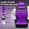imageCAR PASS Faux Leather Car Seat Covers Front Seats Only 3D Foam Support Car Seat Covers Universal fit for Trucks Vans SUVs Sedans Automotive Comfortable Airbag Compatible 2 Pieces Front Solid BlackPurple Front