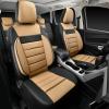 imageCAR PASS Faux Leather Car Seat Covers Front Seats Only 3D Foam Support Car Seat Covers Universal fit for Trucks Vans SUVs Sedans Automotive Comfortable Airbag Compatible 2 Pieces Front Solid BlackBlack and Beige