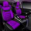 imageCAR PASS Faux Leather Car Seat Covers Front Seats Only 3D Foam Support Car Seat Covers Universal fit for Trucks Vans SUVs Sedans Automotive Comfortable Airbag Compatible 2 Pieces Front Solid BlackBlack and Purple