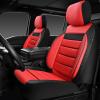 imageCAR PASS Faux Leather Car Seat Covers Front Seats Only 3D Foam Support Car Seat Covers Universal fit for Trucks Vans SUVs Sedans Automotive Comfortable Airbag Compatible 2 Pieces Front Solid BlackRed Front