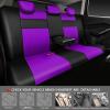 imageCAR PASS Faux Leather Car Seat Covers Front Seats Only 3D Foam Support Car Seat Covers Universal fit for Trucks Vans SUVs Sedans Automotive Comfortable Airbag Compatible 2 Pieces Front Solid BlackBlack and Purple
