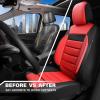 imageCAR PASS Faux Leather Car Seat Covers Front Seats Only 3D Foam Support Car Seat Covers Universal fit for Trucks Vans SUVs Sedans Automotive Comfortable Airbag Compatible 2 Pieces Front Solid BlackRed Front