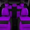 imageCAR PASS Faux Leather Car Seat Covers Front Seats Only 3D Foam Support Car Seat Covers Universal fit for Trucks Vans SUVs Sedans Automotive Comfortable Airbag Compatible 2 Pieces Front Solid BlackBlack and Purple