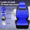 imageCAR PASS Faux Leather Car Seat Covers Front Seats Only 3D Foam Support Car Seat Covers Universal fit for Trucks Vans SUVs Sedans Automotive Comfortable Airbag Compatible 2 Pieces Front Solid BlackBlue Black