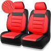 imageCAR PASS Faux Leather Car Seat Covers Front Seats Only 3D Foam Support Car Seat Covers Universal fit for Trucks Vans SUVs Sedans Automotive Comfortable Airbag Compatible 2 Pieces Front Solid BlackRed Front