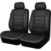 imageCAR PASS Faux Leather Car Seat Covers Front Seats Only 3D Foam Support Car Seat Covers Universal fit for Trucks Vans SUVs Sedans Automotive Comfortable Airbag Compatible 2 Pieces Front Solid BlackBlack Front