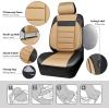 imageCAR PASS Faux Leather Car Seat Covers Front Seats Only 3D Foam Support Car Seat Covers Universal fit for Trucks Vans SUVs Sedans Automotive Comfortable Airbag Compatible 2 Pieces Front Solid BlackBlack and Beige