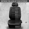 imageCAR PASS Faux Leather Car Seat Covers Front Seats Only 3D Foam Support Car Seat Covers Universal fit for Trucks Vans SUVs Sedans Automotive Comfortable Airbag Compatible 2 Pieces Front Solid BlackBlack Front
