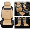 imageCAR PASS Faux Leather Car Seat Covers Front Seats Only 3D Foam Support Car Seat Covers Universal fit for Trucks Vans SUVs Sedans Automotive Comfortable Airbag Compatible 2 Pieces Front Solid BlackBlack and Beige