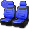 imageCAR PASS Faux Leather Car Seat Covers Front Seats Only 3D Foam Support Car Seat Covers Universal fit for Trucks Vans SUVs Sedans Automotive Comfortable Airbag Compatible 2 Pieces Front Solid BlackBlue Black