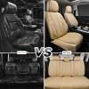 imageCAR PASS Nappa PU Leather Car Seat Covers Full Set Waterproof Protector Durable CushionedUniversal Fit for Sedan SUV Pickup TruckAutomotive AntiSlip and Backseat Luxury Premium DeluxeBlackAll Beige
