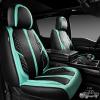 imageCAR PASS Nappa PU Leather Car Seat Covers Full Set Waterproof Protector Durable CushionedUniversal Fit for Sedan SUV Pickup TruckAutomotive AntiSlip and Backseat Luxury Premium DeluxeBlackBlack and Mint