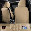imageCAR PASS Nappa PU Leather Car Seat Covers Full Set Waterproof Protector Durable CushionedUniversal Fit for Sedan SUV Pickup TruckAutomotive AntiSlip and Backseat Luxury Premium DeluxeBlackAll Beige