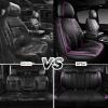 imageCAR PASS Nappa PU Leather Car Seat Covers Full Set Waterproof Protector Durable CushionedUniversal Fit for Sedan SUV Pickup TruckAutomotive AntiSlip and Backseat Luxury Premium DeluxeBlackBlack Purple