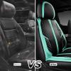 imageCAR PASS Nappa PU Leather Car Seat Covers Full Set Waterproof Protector Durable CushionedUniversal Fit for Sedan SUV Pickup TruckAutomotive AntiSlip and Backseat Luxury Premium DeluxeBlackBlack and Mint