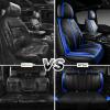 imageCAR PASS Nappa PU Leather Car Seat Covers Full Set Waterproof Protector Durable CushionedUniversal Fit for Sedan SUV Pickup TruckAutomotive AntiSlip and Backseat Luxury Premium DeluxeBlackBlack and Blue