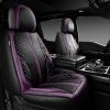 imageCAR PASS Nappa PU Leather Car Seat Covers Full Set Waterproof Protector Durable CushionedUniversal Fit for Sedan SUV Pickup TruckAutomotive AntiSlip and Backseat Luxury Premium DeluxeBlackBlack Purple
