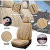 imageCAR PASS Nappa PU Leather Car Seat Covers Full Set Waterproof Protector Durable CushionedUniversal Fit for Sedan SUV Pickup TruckAutomotive AntiSlip and Backseat Luxury Premium DeluxeBlackAll Beige