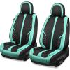 imageCAR PASS Nappa PU Leather Car Seat Covers Full Set Waterproof Protector Durable CushionedUniversal Fit for Sedan SUV Pickup TruckAutomotive AntiSlip and Backseat Luxury Premium DeluxeBlackBlack and Mint