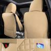 imageCAR PASS Nappa PU Leather Car Seat Covers Full Set Waterproof Protector Durable CushionedUniversal Fit for Sedan SUV Pickup TruckAutomotive AntiSlip and Backseat Luxury Premium DeluxeBlackAll Beige