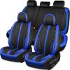 imageCAR PASS Nappa PU Leather Car Seat Covers Full Set Waterproof Protector Durable CushionedUniversal Fit for Sedan SUV Pickup TruckAutomotive AntiSlip and Backseat Luxury Premium DeluxeBlackBlack and Blue