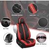 imageCAR PASS Nappa PU Leather Car Seat Covers Full Set Waterproof Protector Durable CushionedUniversal Fit for Sedan SUV Pickup TruckAutomotive AntiSlip and Backseat Luxury Premium DeluxeBlackBlack Red