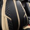 imageCAR PASS Nappa PU Leather Car Seat Covers Full Set Waterproof Protector Durable CushionedUniversal Fit for Sedan SUV Pickup TruckAutomotive AntiSlip and Backseat Luxury Premium DeluxeBlackBlack and Beige