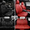 imageCAR PASS Nappa PU Leather Car Seat Covers Full Set Waterproof Protector Durable CushionedUniversal Fit for Sedan SUV Pickup TruckAutomotive AntiSlip and Backseat Luxury Premium DeluxeBlackred