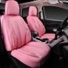 imageCAR PASS Nappa PU Leather Car Seat Covers Full Set Waterproof Protector Durable CushionedUniversal Fit for Sedan SUV Pickup TruckAutomotive AntiSlip and Backseat Luxury Premium DeluxeBlackPink