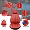 imageCAR PASS Nappa PU Leather Car Seat Covers Full Set Waterproof Protector Durable CushionedUniversal Fit for Sedan SUV Pickup TruckAutomotive AntiSlip and Backseat Luxury Premium DeluxeBlackred