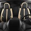 imageCAR PASS Nappa PU Leather Car Seat Covers Full Set Waterproof Protector Durable CushionedUniversal Fit for Sedan SUV Pickup TruckAutomotive AntiSlip and Backseat Luxury Premium DeluxeBlackBlack and Beige