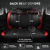 imageCAR PASS Nappa PU Leather Car Seat Covers Full Set Waterproof Protector Durable CushionedUniversal Fit for Sedan SUV Pickup TruckAutomotive AntiSlip and Backseat Luxury Premium DeluxeBlackBlack Red