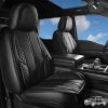 imageCAR PASS Nappa PU Leather Car Seat Covers Full Set Waterproof Protector Durable CushionedUniversal Fit for Sedan SUV Pickup TruckAutomotive AntiSlip and Backseat Luxury Premium DeluxeBlackblack