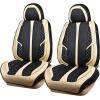 imageCAR PASS Nappa PU Leather Car Seat Covers Full Set Waterproof Protector Durable CushionedUniversal Fit for Sedan SUV Pickup TruckAutomotive AntiSlip and Backseat Luxury Premium DeluxeBlackBlack and Beige