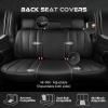 imageCAR PASS Nappa PU Leather Car Seat Covers Full Set Waterproof Protector Durable CushionedUniversal Fit for Sedan SUV Pickup TruckAutomotive AntiSlip and Backseat Luxury Premium DeluxeBlackblack