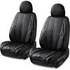 imageCAR PASS Nappa PU Leather Car Seat Covers Full Set Waterproof Protector Durable CushionedUniversal Fit for Sedan SUV Pickup TruckAutomotive AntiSlip and Backseat Luxury Premium DeluxeBlackall black