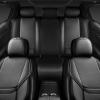 imageCAR PASS Ventilation Cooling Seat CoverLuxury Nappa Leather 5 Seat Cover with Vibrate Massage 12V Lumbar Support Seat Covers for SUVsPickupsTrucksVehicles Solid Blackblack and gray