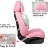 imageCAR PASS Ventilation Cooling Seat CoverLuxury Nappa Leather 5 Seat Cover with Vibrate Massage 12V Lumbar Support Seat Covers for SUVsPickupsTrucksVehicles Solid BlackAll Pink