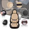 imageCAR PASS Ventilation Cooling Seat CoverLuxury Nappa Leather 5 Seat Cover with Vibrate Massage 12V Lumbar Support Seat Covers for SUVsPickupsTrucksVehicles Solid BlackBlack Beige