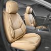 imageCAR PASS Ventilation Cooling Seat CoverLuxury Nappa Leather 5 Seat Cover with Vibrate Massage 12V Lumbar Support Seat Covers for SUVsPickupsTrucksVehicles Solid BlackAll Beige
