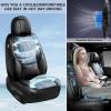 imageCAR PASS Ventilation Cooling Seat CoverLuxury Nappa Leather 5 Seat Cover with Vibrate Massage 12V Lumbar Support Seat Covers for SUVsPickupsTrucksVehicles Solid Blackblack