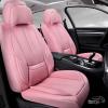 imageCAR PASS Ventilation Cooling Seat CoverLuxury Nappa Leather 5 Seat Cover with Vibrate Massage 12V Lumbar Support Seat Covers for SUVsPickupsTrucksVehicles Solid BlackAll Pink