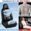 imageCAR PASS Ventilation Cooling Seat CoverLuxury Nappa Leather 5 Seat Cover with Vibrate Massage 12V Lumbar Support Seat Covers for SUVsPickupsTrucksVehicles Solid Blackblack