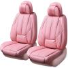 imageCAR PASS Ventilation Cooling Seat CoverLuxury Nappa Leather 5 Seat Cover with Vibrate Massage 12V Lumbar Support Seat Covers for SUVsPickupsTrucksVehicles Solid BlackAll Pink