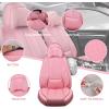 imageCAR PASS Ventilation Cooling Seat CoverLuxury Nappa Leather 5 Seat Cover with Vibrate Massage 12V Lumbar Support Seat Covers for SUVsPickupsTrucksVehicles Solid BlackAll Pink