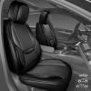imageCAR PASS Ventilation Cooling Seat CoverLuxury Nappa Leather 5 Seat Cover with Vibrate Massage 12V Lumbar Support Seat Covers for SUVsPickupsTrucksVehicles Solid Blackblack and gray