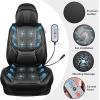 imageCAR PASS Ventilation Cooling Seat CoverLuxury Nappa Leather 5 Seat Cover with Vibrate Massage 12V Lumbar Support Seat Covers for SUVsPickupsTrucksVehicles Solid Blackblack