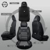 imageCAR PASS Ventilation Cooling Seat CoverLuxury Nappa Leather 5 Seat Cover with Vibrate Massage 12V Lumbar Support Seat Covers for SUVsPickupsTrucksVehicles Solid BlackGray