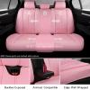 imageCAR PASS Ventilation Cooling Seat CoverLuxury Nappa Leather 5 Seat Cover with Vibrate Massage 12V Lumbar Support Seat Covers for SUVsPickupsTrucksVehicles Solid BlackPink